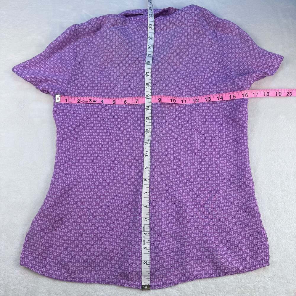 BHS Women's Purple Geometric Print Short Sleeve Button Down Shirt Size 10 - Picture 4 of 5